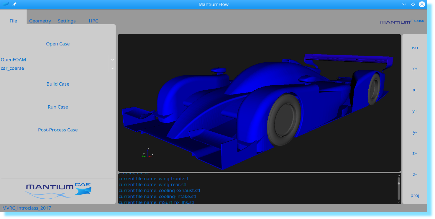 MantiumFlow CFD Simulation Software GUI